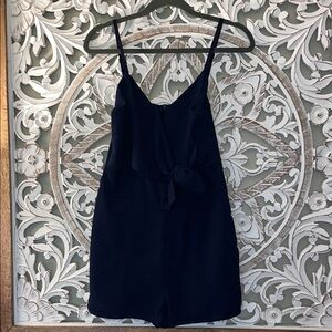 Chic Me Womens Spagetti Strap Bow Knot Short Zipper Navy One Piece Romper Sz M